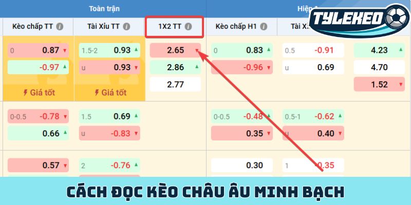 Cách đọc kèo châu Âu minh bạch