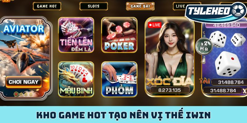 IWIN - Cổng game uy tín, đón đầu xu hướng tại châu Á 4 Kho game hot tạo nên vị thế IWIN