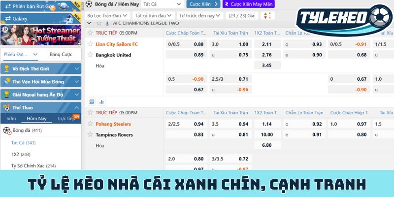 Tỷ lệ kèo nhà cái xanh chín, cạnh tranh